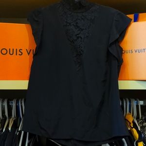 ST. JOHN black silk blouse